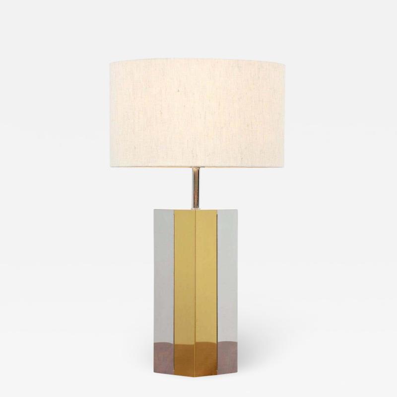 Mid Century Modern Chrome Brass Table Lamp