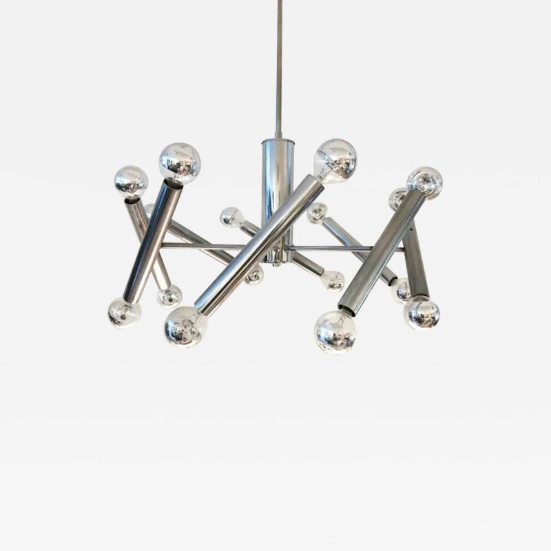 Mid Century Modern Chrome Sputnik 16 Light Chandelier Wired and Working