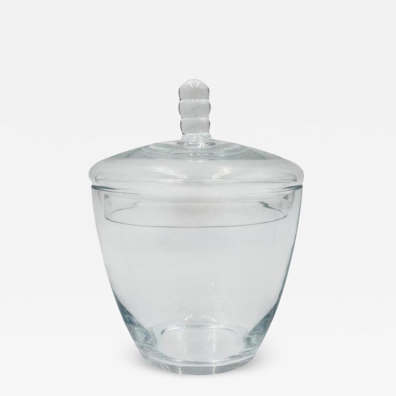 Mid Century Modern Clear Glass Lidded Candy Jar or Sugar Bowl