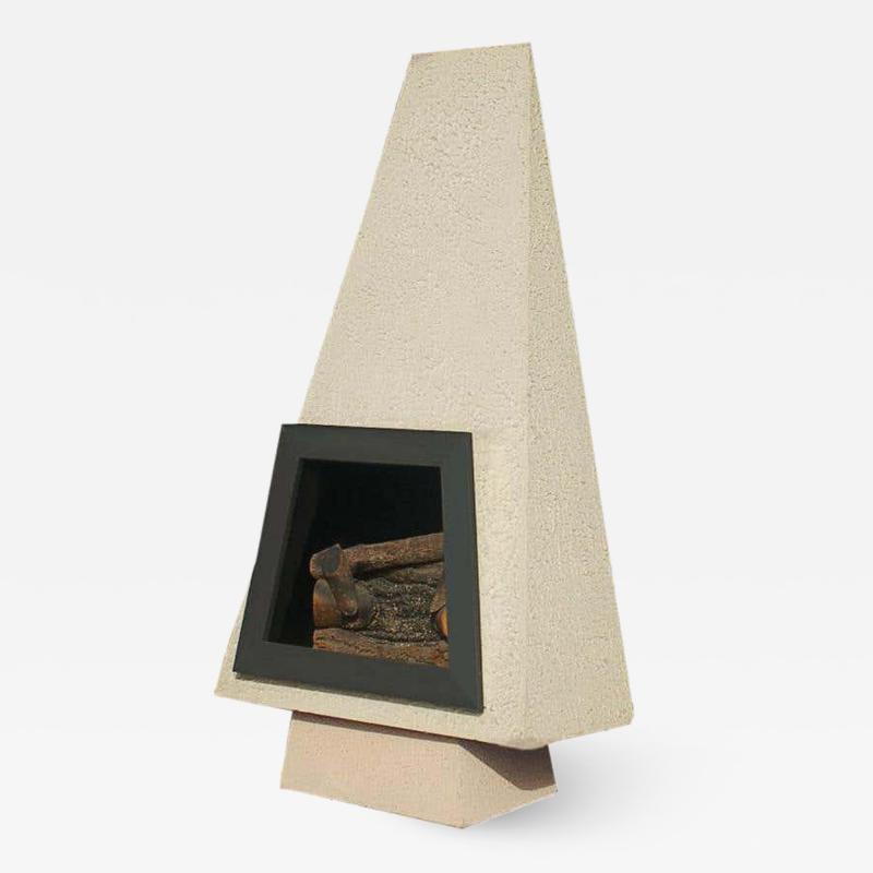 Mid Century Modern Concrete Architectural Freestanding Fireplace