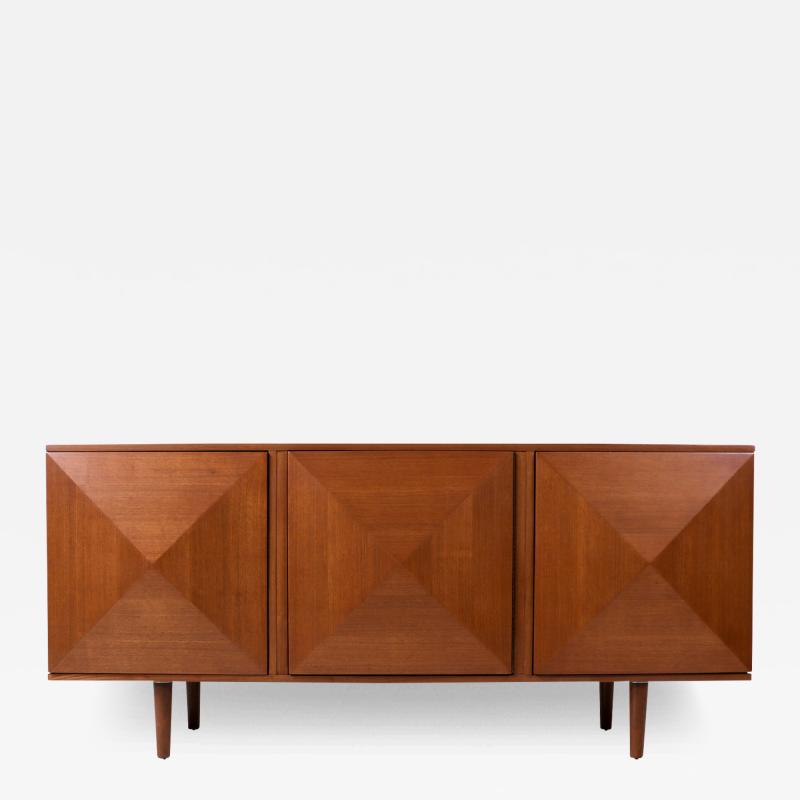 Mid Century Modern Diamond Front Walnut Credenza