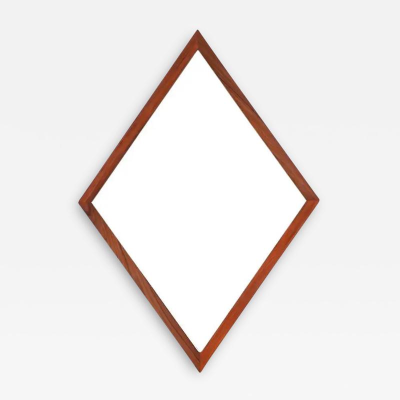 Mid Century Modern Diamond Shape Rosewood Mirror