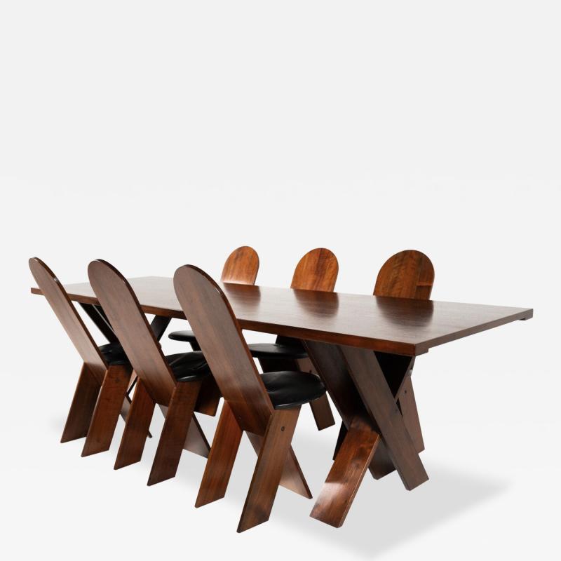 Mid Century Modern Dining Set by Marco Zanuzo for Poggi Italy 1970s