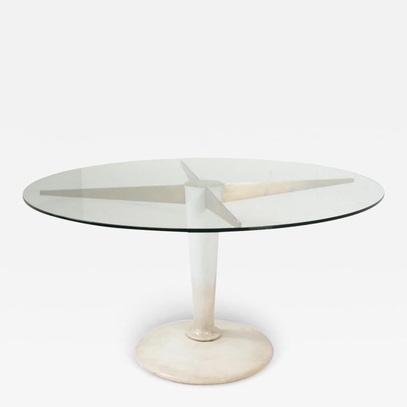 Mid Century Modern Dining Table Carrara Marble Bronze and Glass Italy 1950s