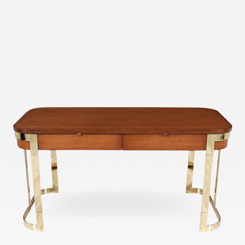 Mid Century Modern Floating Top Desk with Brass Accent