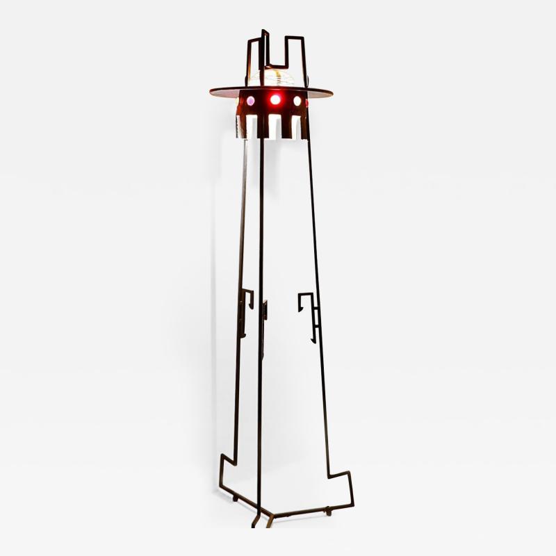Mid Century Modern Floor Lamp in Metal Glass
