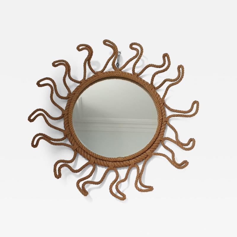 Mid Century Modern French rope mirror attributed to Adrien Andoux Frida Minet 