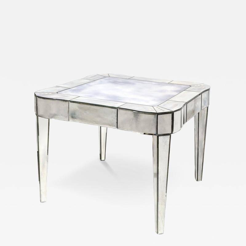 Mid Century Modern Glamorous Smokey Mirrored Center Hall Dining Table