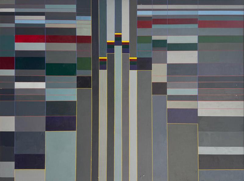 Mid Century Modern Hard Edge Modernist Color Block Painting