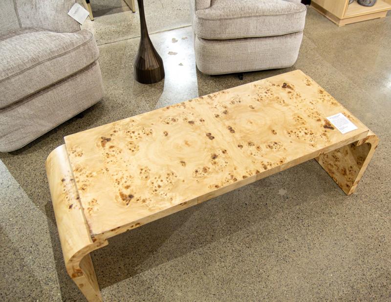 Mid-Century Modern Inspired Burl Walnut Bench