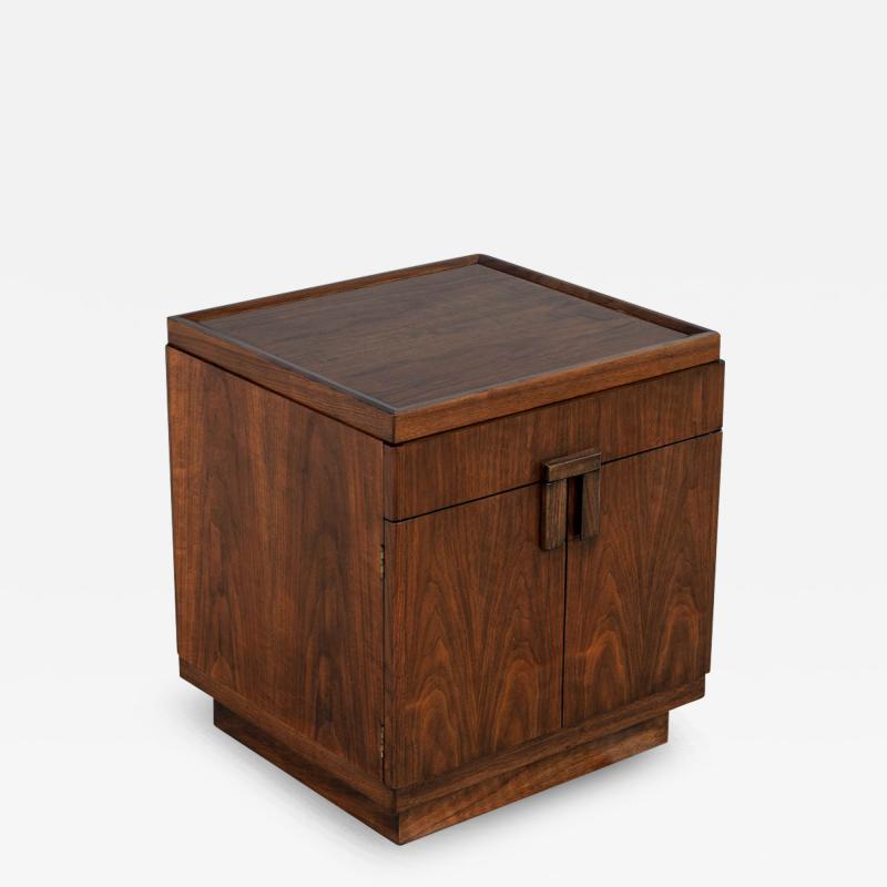 Mid Century Modern Inspired Walnut End Table Chest