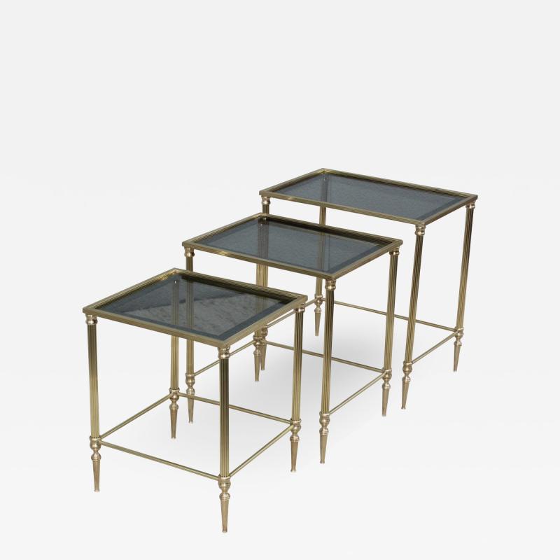 Mid Century Modern Italian Brass Nesting Tables