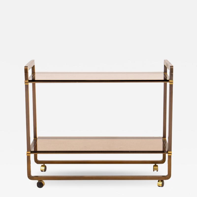 Mid Century Modern Italian Bronze Glass Serving Cart