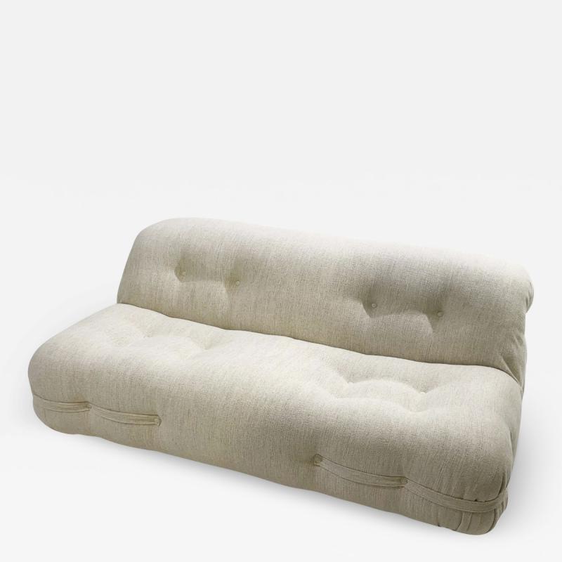 Mid Century Modern Italian Sofa Wood and Fabric 1960s New Upholstery