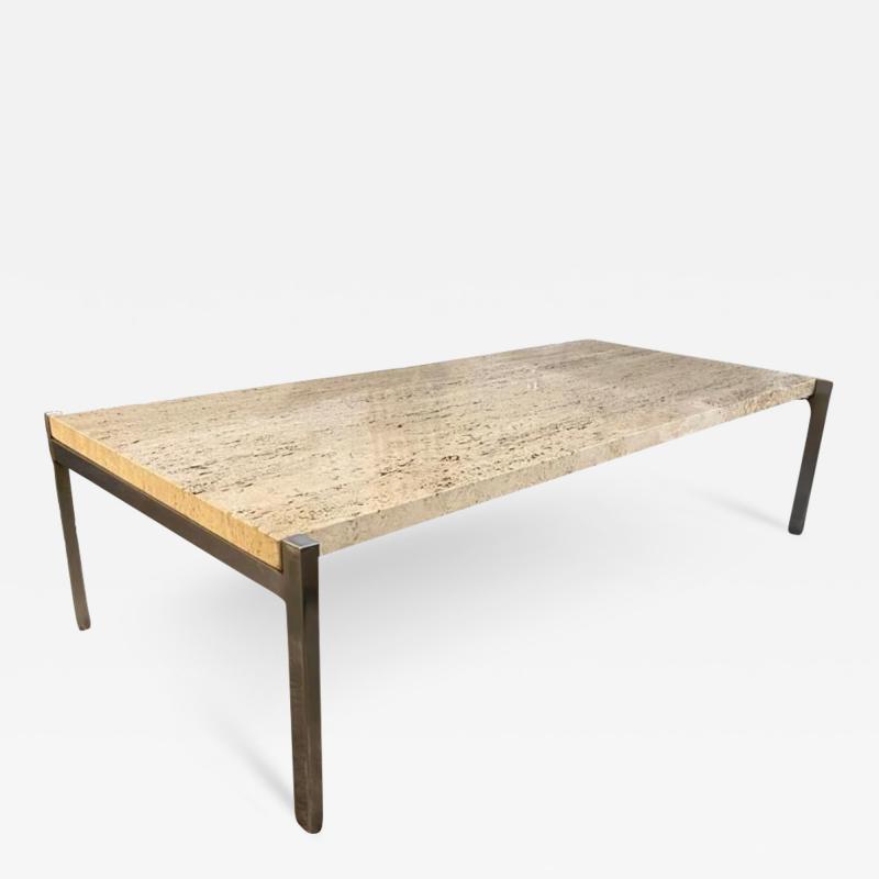 Mid Century Modern Italian Travertine Coffee Table