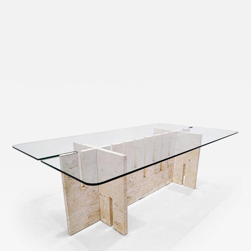 Mid Century Modern Italian Travertine Dining Table