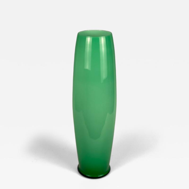 Mid Century Modern Jade Green Murano Glass Vase Italy 1960