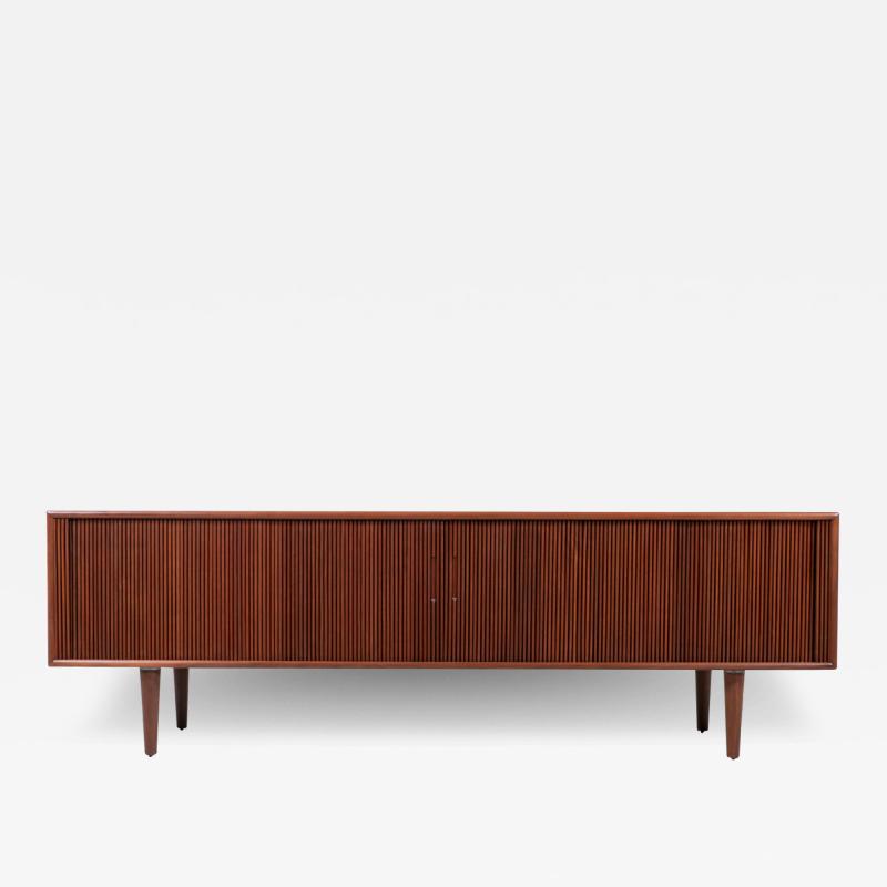 Mid Century Modern Low Profile Tambour Door Credenza