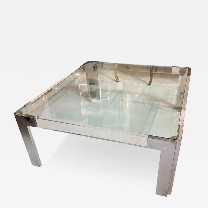 Mid Century Modern Lucite Chrome Coffe Cocktail Table