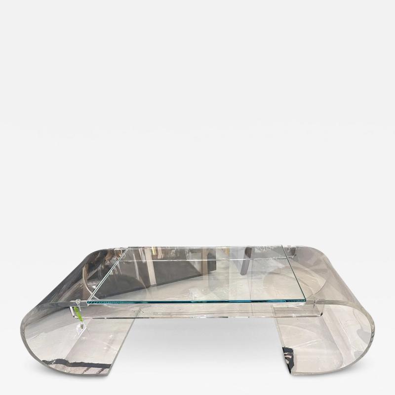 Mid Century Modern Lucite Glass Waterfall Coffee Cocktail Table