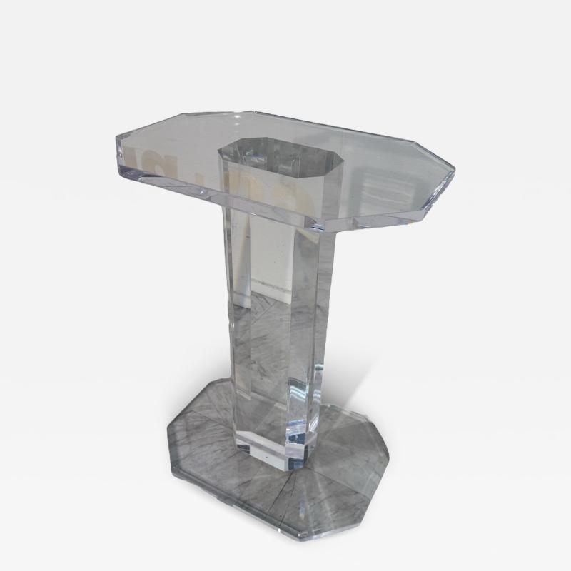 Mid Century Modern Lucite Pedestal Side Table