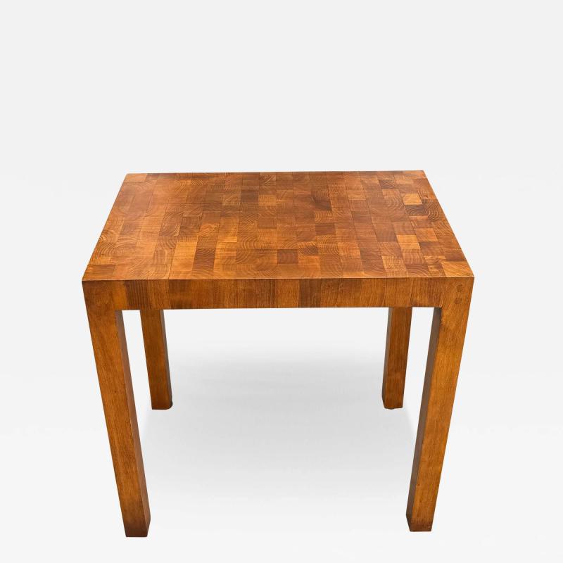Mid Century Modern Marquetry Inlaid Butcher Block Table