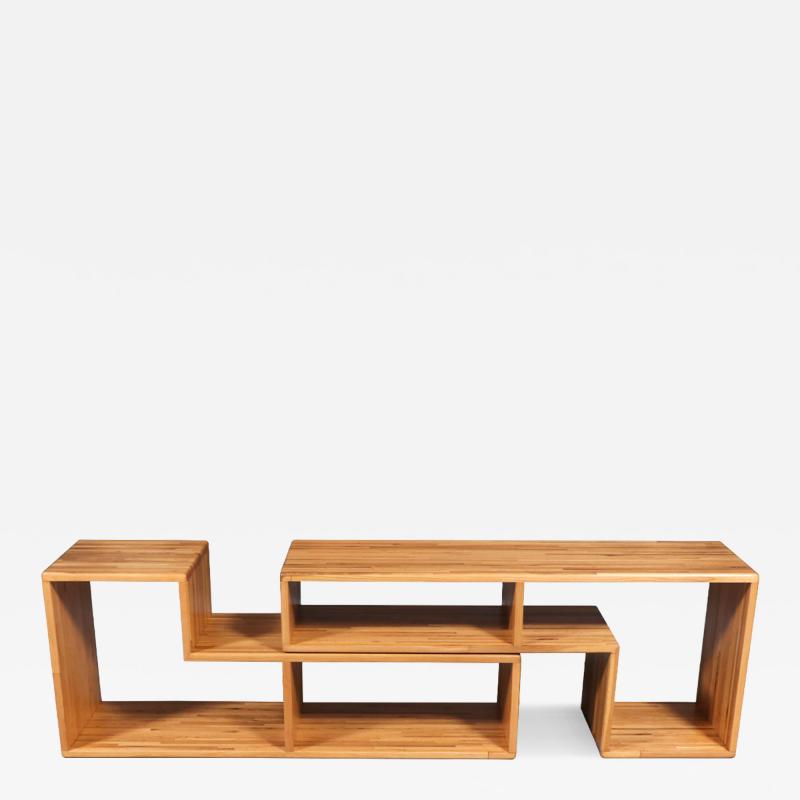 Mid Century Modern Modular Oak Bookshelf Credenza