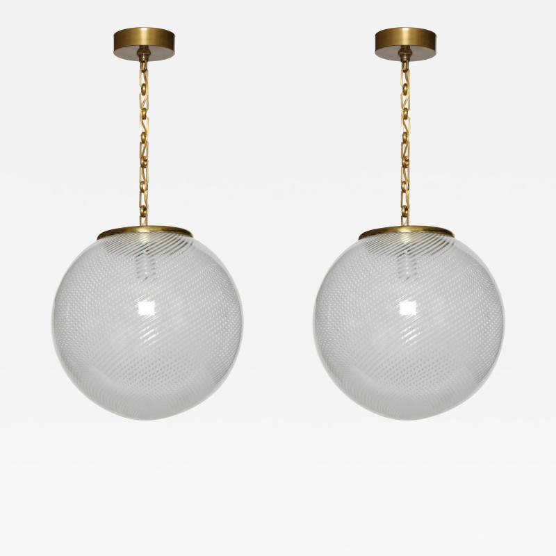 Mid Century Modern Murano glass ceiling pendant in brass Italy circa 1960s