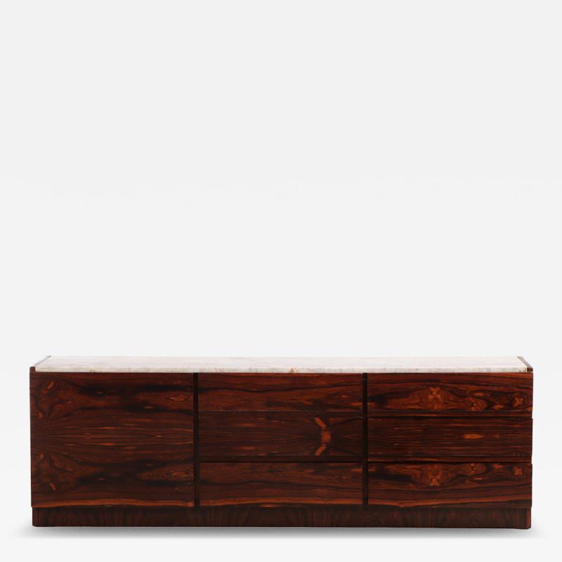 Mid Century Modern Nine Drawer Marble Top Dresser C 1955 