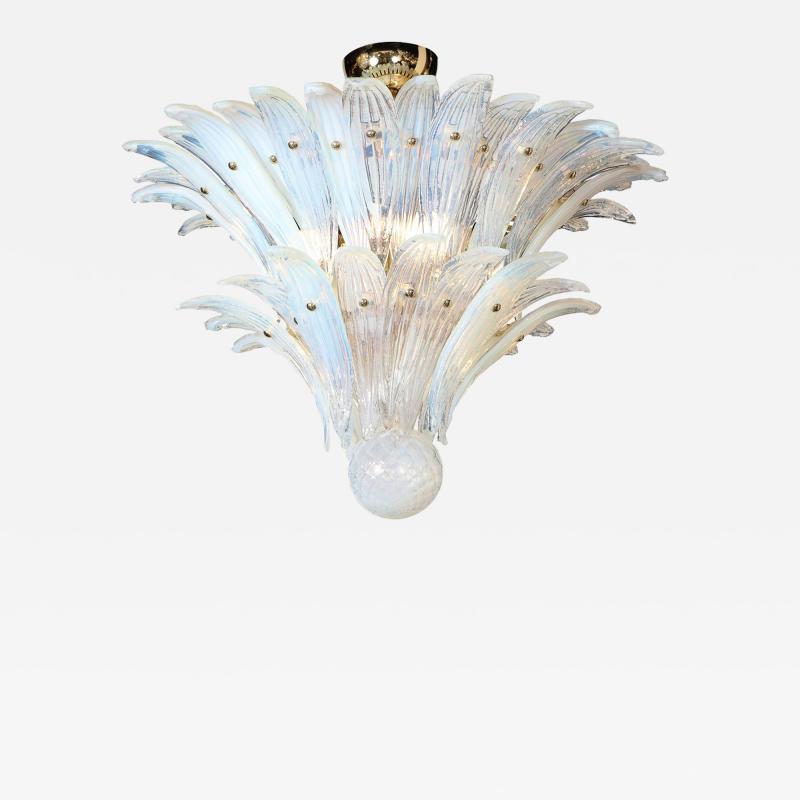 Mid Century Modern Opalescent Murano 2 Tier Palma Chandelier with Brass Fittings