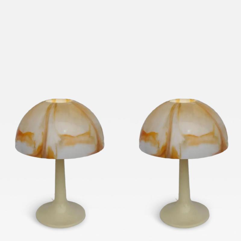 Mid Century Modern Orange Mushroom Lamps