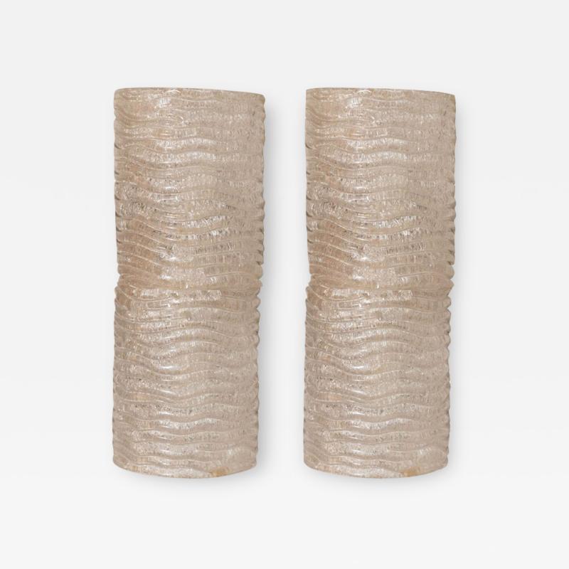 Mid Century Modern Organic Ribbed And Textured Glass Sconces