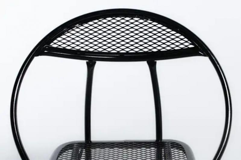 Mid Century Modern Outdoor Black Metal & Mesh Patio Folding Chairs by ...