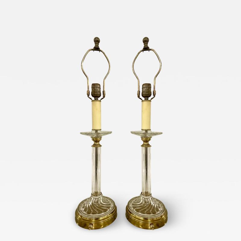 Mid Century Modern Pair of Baccarat Style Table Lamps Crystal 1960s
