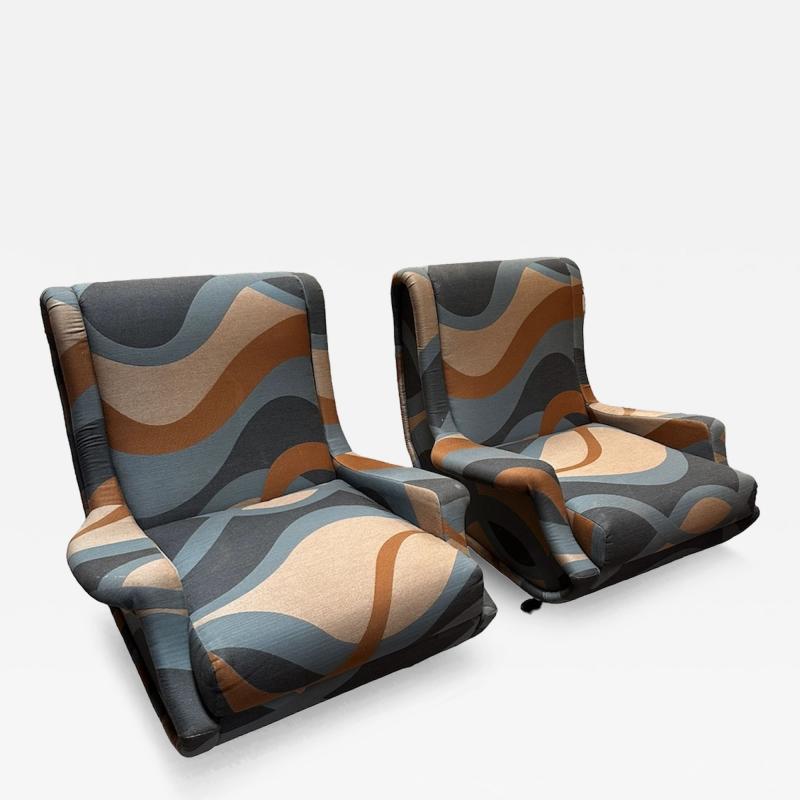 Mid Century Modern Pair of Regent Armchairs by Marco Zanuso Italy 1960s