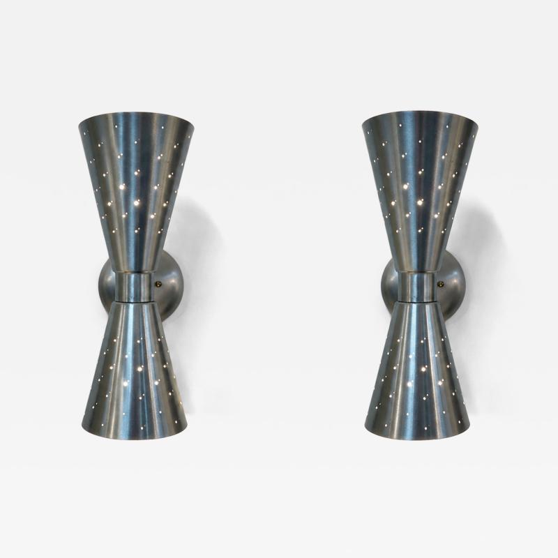 Mid Century Modern Pair of Vintage Aluminum Sconces Italy 1950s