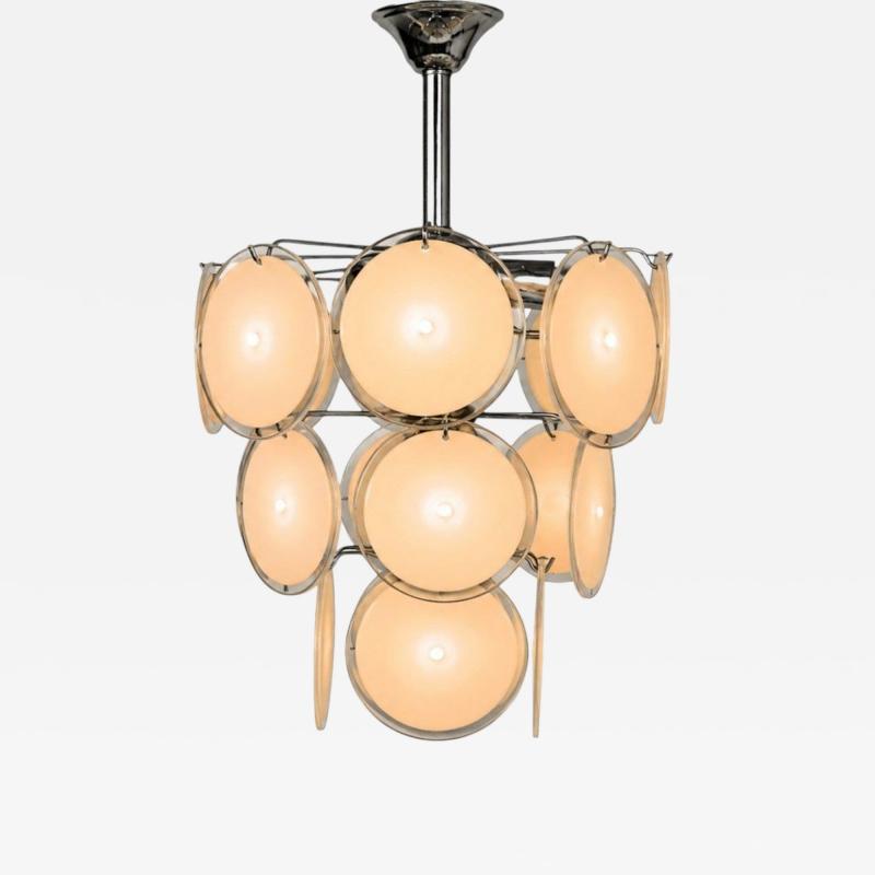 Mid Century Modern Pink Murano Glass Chrome Pendant Light 1960s