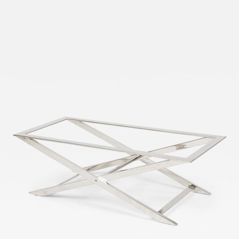 Mid Century Modern Polished Chrome Barcelona Style Coffee Table Base