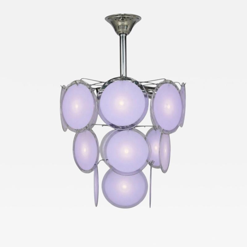 Mid Century Modern Purple Murano Glass Chrome Pendant Light 1960s