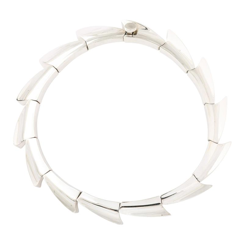 Mid Century Modern Radiant Sterling Silver Spiral Articulating Choker Necklace