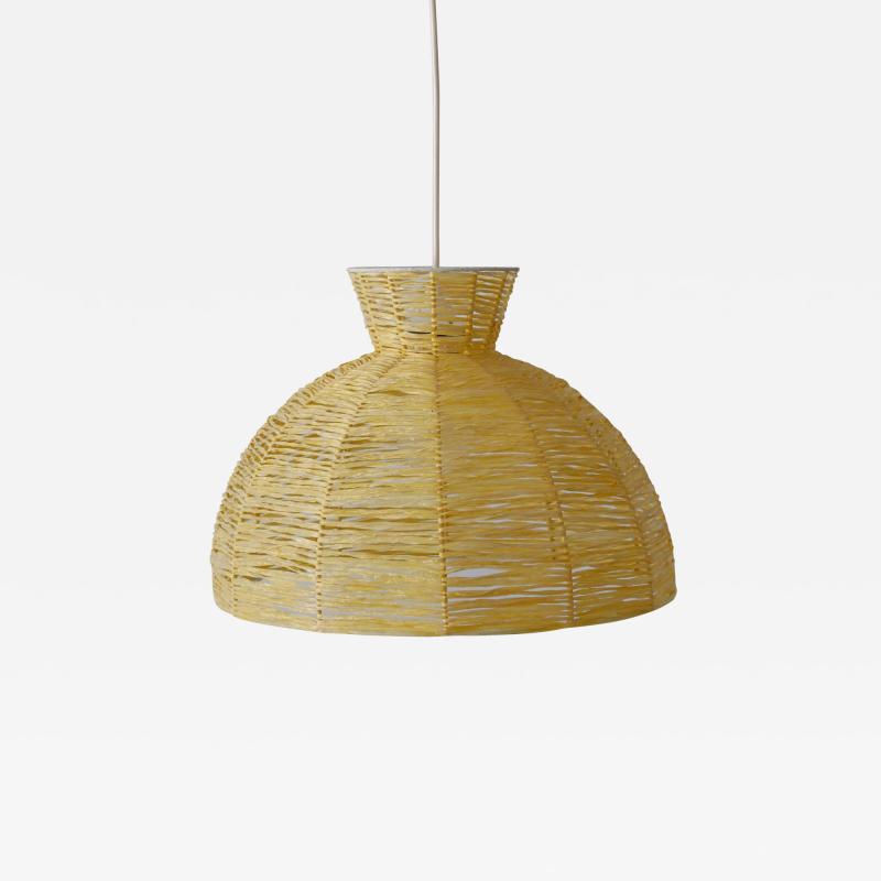 Mid Century Modern Raffia Bast Pendant Lamp or Hanging Light Germany 1970s