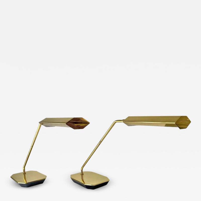Mid Century Modern Rare Koch Lowy adjustable Pharmacy Brass Desk Lamp a Pair