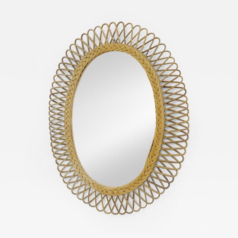 Mid Century Modern Rattan Mirror