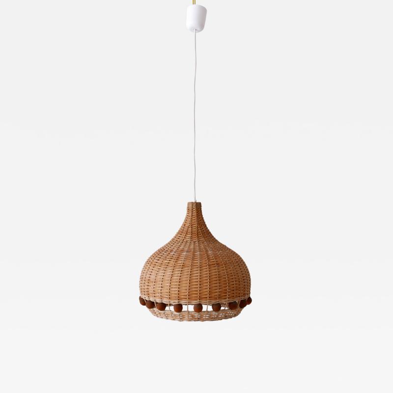 Mid Century Modern Rattan Tulip Pendant Lamp or Hanging Light Germany 1960s