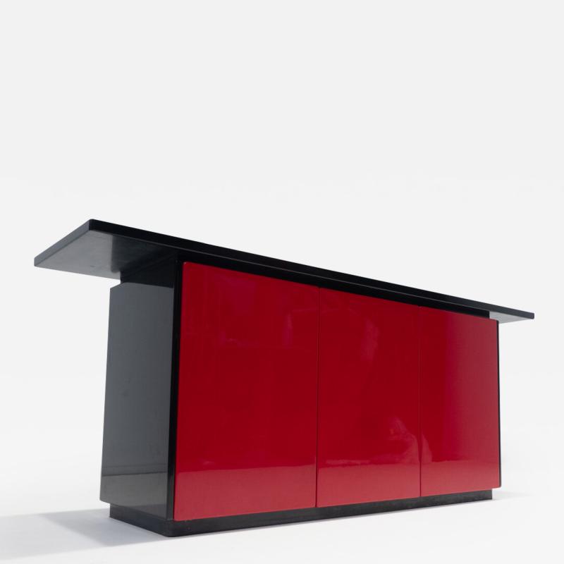 Mid Century Modern Red Black Sideboard