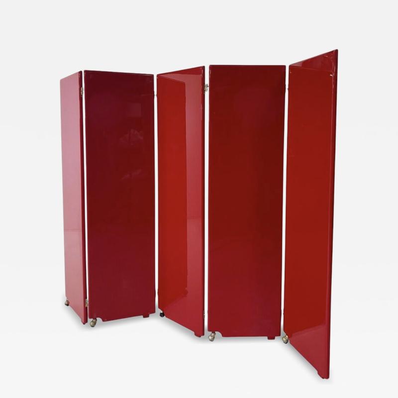 Mid Century Modern Red Lacquered Room Divider Italy 1960s