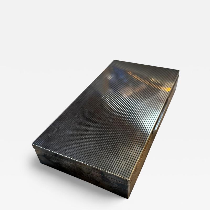 Mid Century Modern Ribbed Metal Box in Brass and Nickel Silver