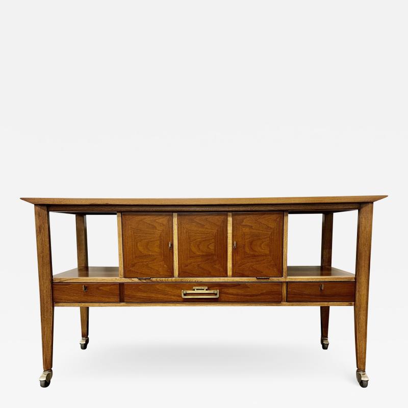 Mid Century Modern Rolling Console Bar Cart or Serving Table