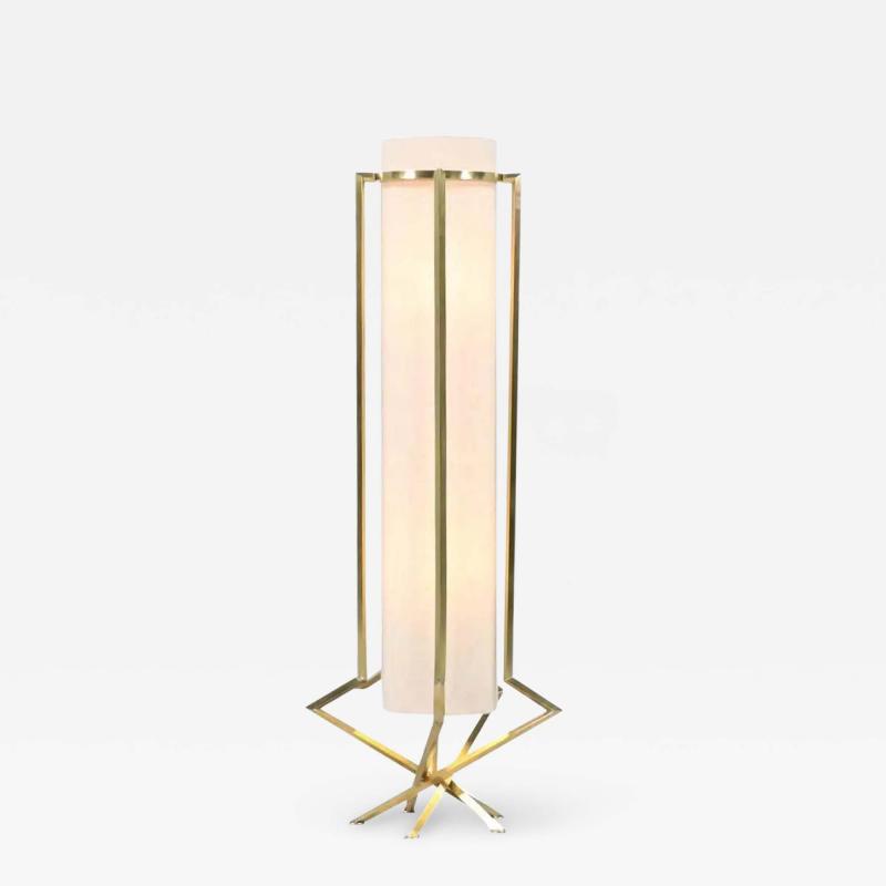 Mid Century Modern Sculpted Brass Floor Lamp