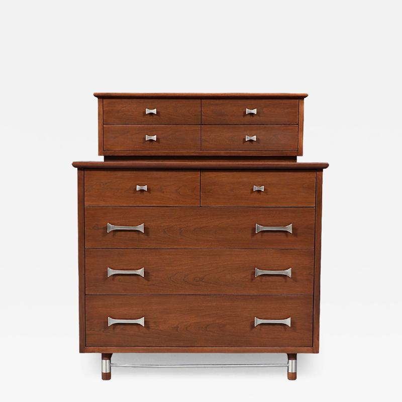 Mid Century Modern Sculpted Highboy Dresser by Weiman